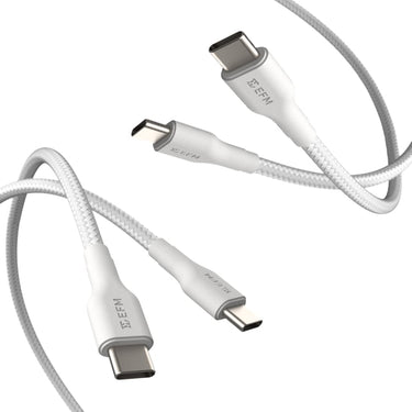 EFM USB-C Braided Cable Twin Pack - 1M with 60W Power Throughput - White